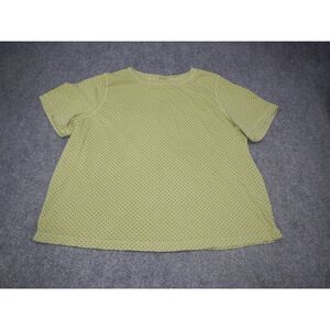 Hot Cotton Woman Marc Ware T-Shirt Top Plus Size 2X Green Polka Dot Short Sleeve